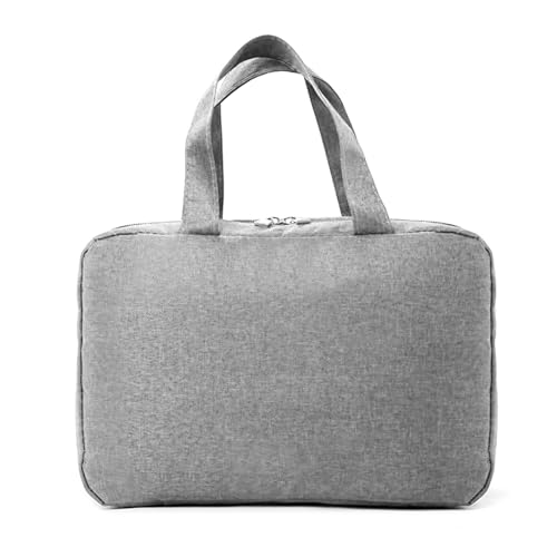 Multifunktionaler Kulturbeutel zum Aufhängen für Damen, platzsparende Make-up-Aufbewahrung, Organizer mit transparenten Fächern, multifunktionale Hängetasche, grau, Einheitsgröße von Maigridy