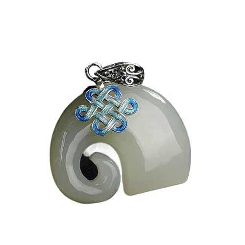 Anhänger Halskette, Feng Shui-Charm, natürlicher Edelstein, Hetian-Jade-Anhänger, S925-Sterlingsilber, Charm for Frauen, glückverheißender Elefanten-Tierschmuck, Schlüsselbeinkette, Edelsteine, um Rei von MaikOn