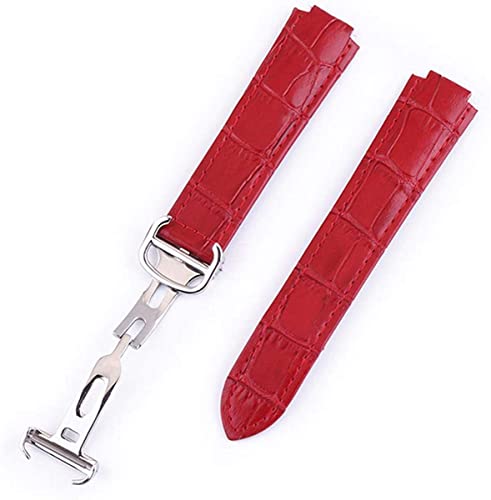 Herrenarmband, Lederarmband, Armband for Männer und Frauen, 14 9 mm, 18 11 mm, 20 12 mm, Leder, 20 mm, Uhrenarmband for Uhren, Lederarmband (Color : Red) von MaikOn