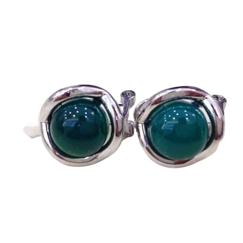 Ohrringe, Smaragd Ohrringe, Ohrhänger-Ohrstecker for Damen, S925-Sterlingsilber, Schmuck, modische Damenohrringe, Topas-Ohrringe, Gelb, 925er Silber (Color : Green Agate, Size : 925 silver) von MaikOn