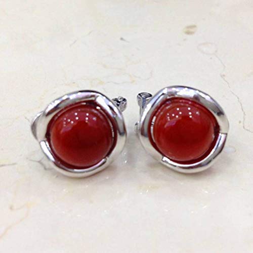 Ohrringe, Smaragd Ohrringe, Ohrhänger-Ohrstecker for Damen, S925-Sterlingsilber, Schmuck, modische Damenohrringe, Topas-Ohrringe, Gelb, 925er Silber (Color : Red Agate, Size : 925 silver) von MaikOn