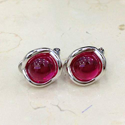 Ohrringe, Smaragd Ohrringe, Ohrhänger-Ohrstecker for Damen, S925-Sterlingsilber, Schmuck, modische Damenohrringe, Topas-Ohrringe, Gelb, 925er Silber (Color : Red Corundum, Size : 925 silver) von MaikOn