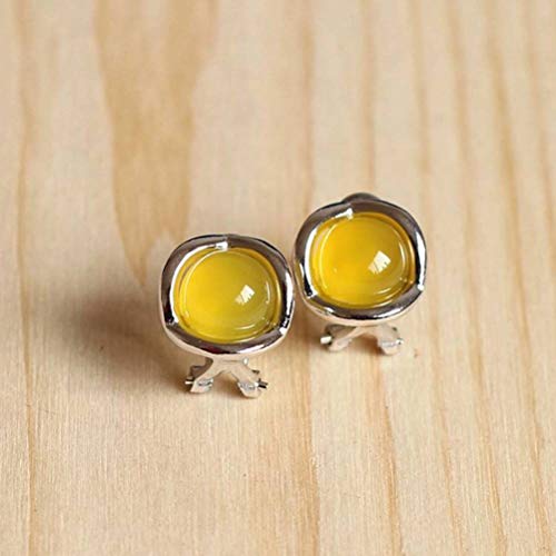 Ohrringe, Smaragd Ohrringe, Ohrhänger-Ohrstecker for Damen, S925-Sterlingsilber, Schmuck, modische Damenohrringe, Topas-Ohrringe, Gelb, 925er Silber (Color : Yellow, Size : 925 silver) von MaikOn