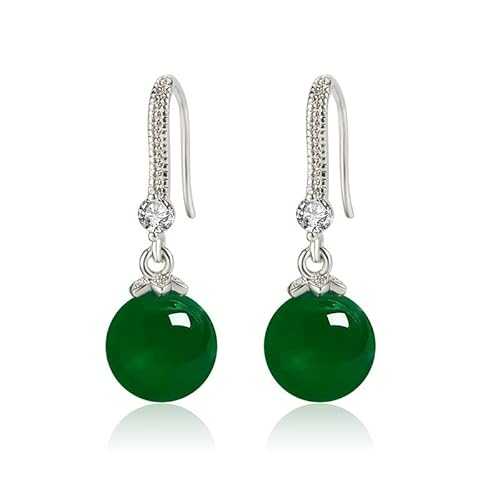 Ohrringe, Smaragd Ohrringe, Silberschmuck Ohrringe Ethnischer Stil Roter Chalcedon Zirkon Edelstein Tropfenohrring for Frauen Hochzeit Verlobung (Farbe: Grün) (Color : Green) von MaikOn