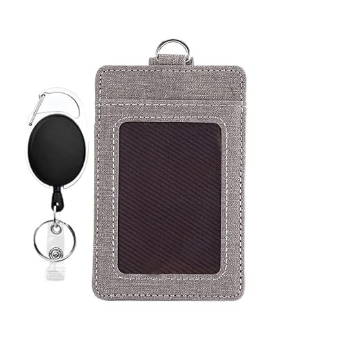 Schnur, Personalausweis, 5 stücke ID Fällen Versenkbare Pu Leder Brieftaschen Bus Pass Fall Abzeichen Abdeckung Transparent Männer Frauen Bank Kreditkarte Halter einfach (Color : Gy, Size : 5pc) von MaikOn