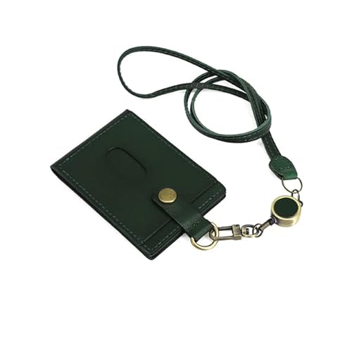 Schnur, Personalausweis, Ausweishüllen, Büro, Arbeit, echtes Leder, Führerscheintasche, Umhängeband, Umhängeband, Spule, Kreditkarteninhaber, Brieftasche, Ausweishüllen ( Color : Green , Size : 4.13*2 von MaikOn