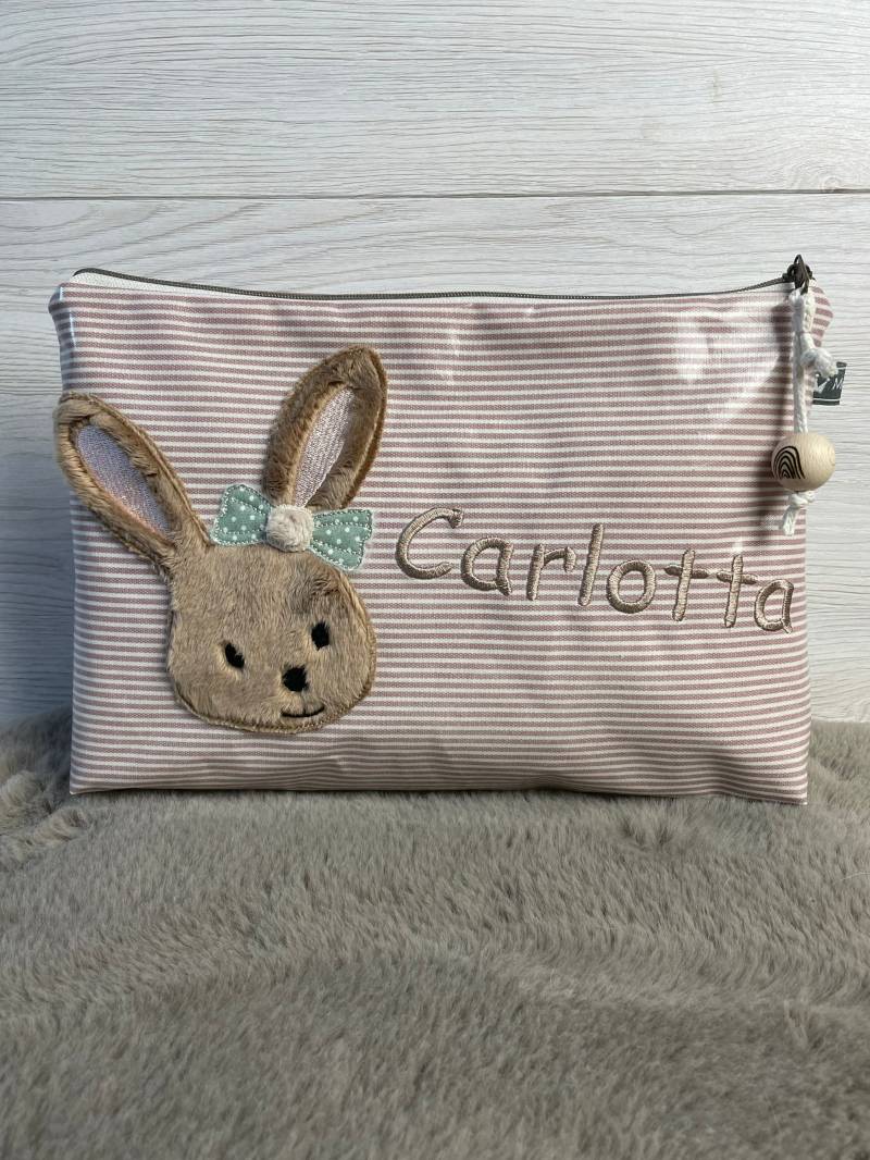 Kinder Kulturtasche Windeltasche Carlotta Hase Hasenmädchen Mit Wunschnamen von MaikeCreative