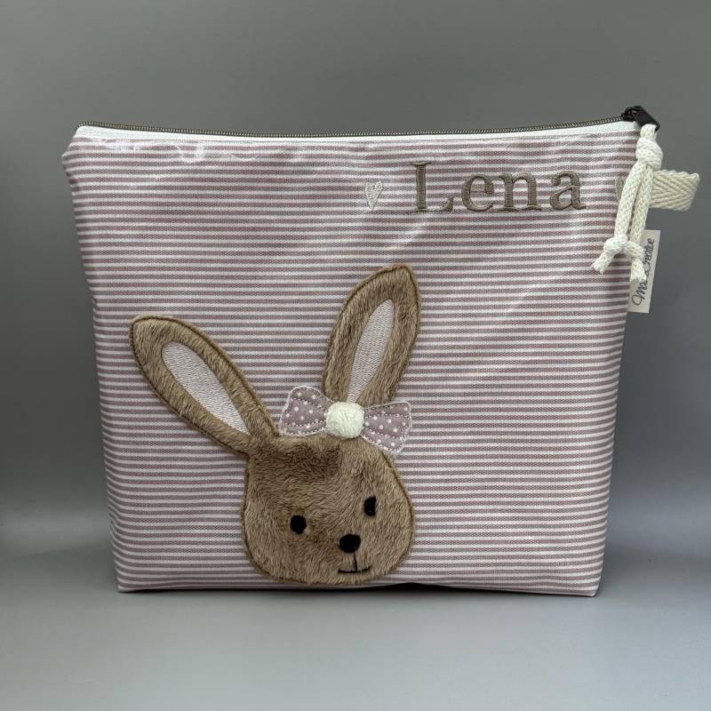 Kinder Kulturtasche Windeltasche Hase Hasenmädchen/Personalisiert Mit Wunschnamen von MaikeCreative