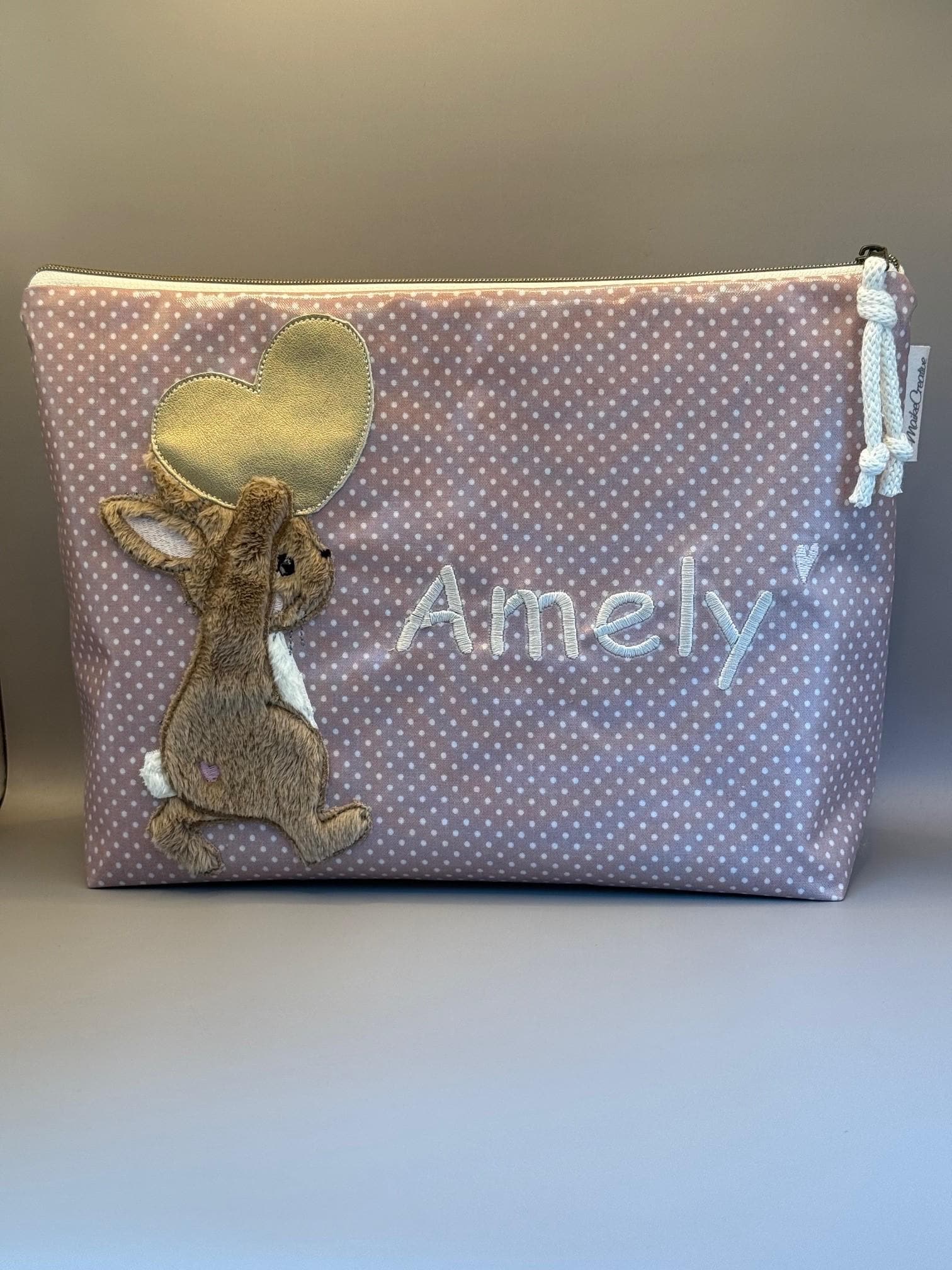 Kinder Kulturtasche Windeltasche Wickeltasche Hase Mit Herz Wunschnamen von MaikeCreative