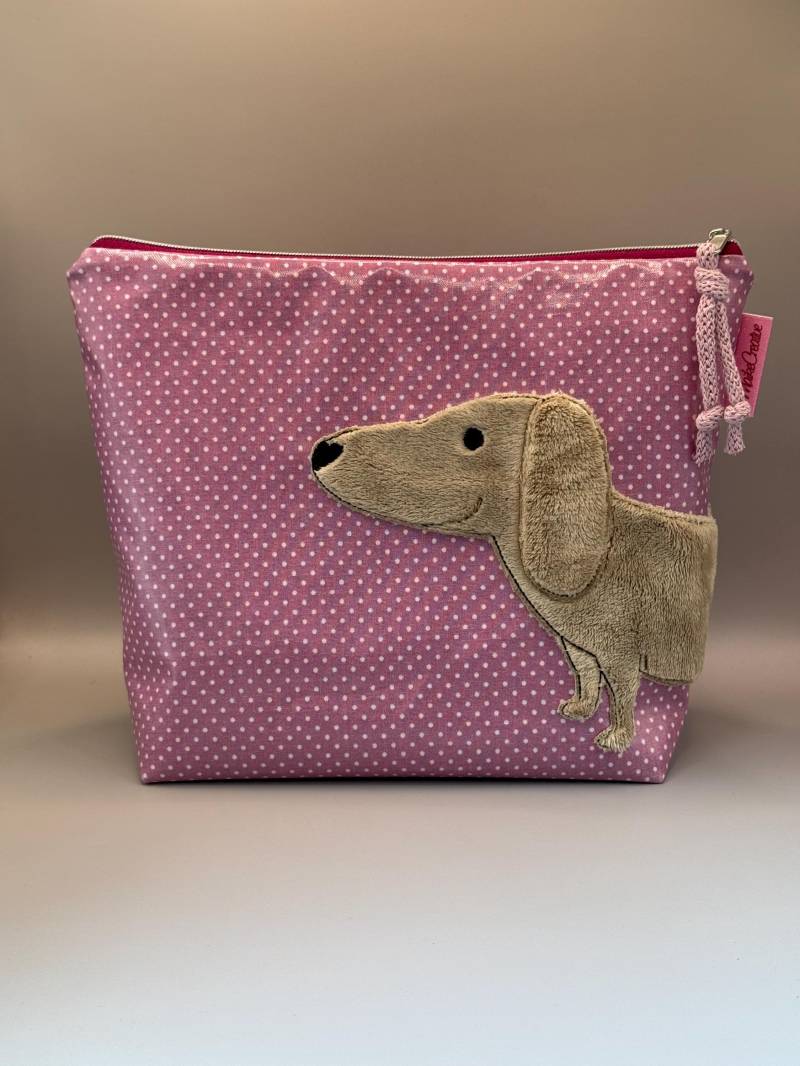 Kinder Waschtasche Kulturtasche Wachstuch Au Maison Beere Mit Dackel Walter von MaikeCreative