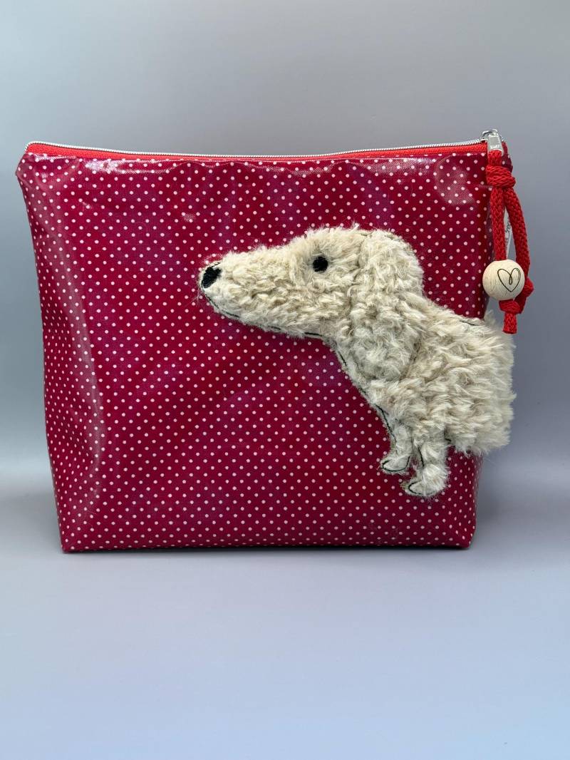 Kinder Waschtasche Kulturtasche Wachstuch Au Maison Rot Mit Dackel Walter von MaikeCreative