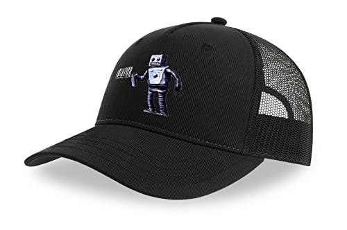 Maikomanija Banksy Roboter Barcode Graffiti Baumwolle Trucker Cap Curved Visor Netback Hat Atmungsaktives Mesh Sport Top, Schwarz , One size von Maikomanija