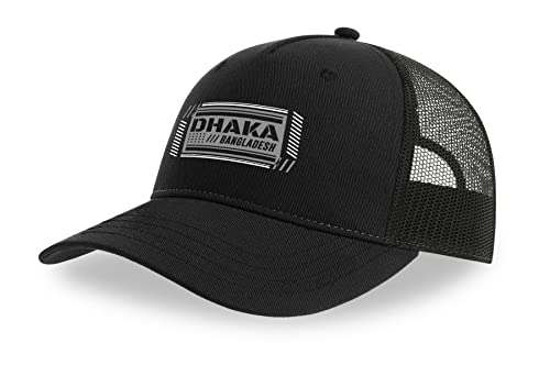 Maikomanija Dhaka Bangladesch Capital Cotton Trucker Cap Curved Visor Netback Hat Atmungsaktives Mesh Sport Top, Schwarz , One size von Maikomanija