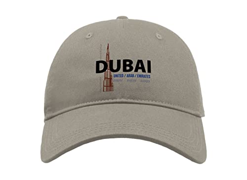 Maikomanija Dubai United Arabische Emirate UAE Baumwolle Curved Visier Baseball Cap Dad Hat Unisex Sport Bequemes Top, grau, One size von Maikomanija