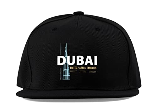 Maikomanija Dubai United Arabische Emirate UAE Baumwolle Flaches Visier Fullcap Baseball Cap Trucker Hat Unisex Sport Atmungsaktiv, Schwarz , One size von Maikomanija