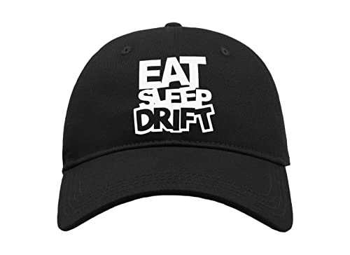 Maikomanija Eat Sleep Drift Auto Slide JDM Baumwolle Curved Visier Baseball Cap Dad Hat Unisex Sport Bequemes Top, Schwarz , One size von Maikomanija