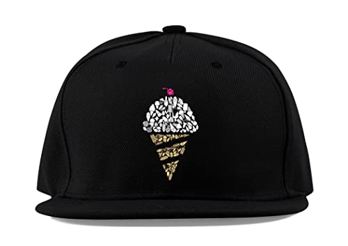 Maikomanija Eistüten Dessert Baumwolle Flaches Visier Fullcap Baseball Cap Trucker Hut Unisex Sport Atmungsaktiv, Schwarz , One size von Maikomanija