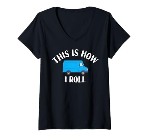 Damen Lustige Zusteller So ticke ich T-Shirt mit V-Ausschnitt Damen Lustige Zusteller So ticke ich T-Shirt mit V-Ausschnitt von Mail Truck Driver