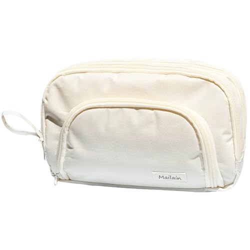 Mailain Federmappe Mäppchen mit 3 Fächer Federtasche große Kapazität Federmäppchen Mädchen Junge Teenager Erwachsene Pencil Case Schlamppermäppchen Etui Stifte für Schule Büro (Beige von Mailain
