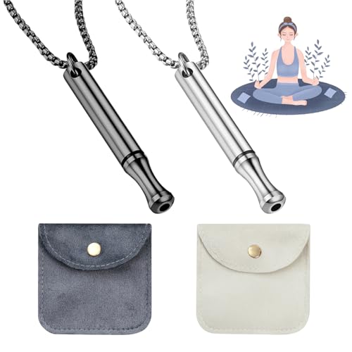 Mailfull 2 Stück Achtsames Atmen Halsketten Raucherentwöhnung Halskette Meditations Atemhalskette Rauchentwöhnung Hilfsmittel mit 2 Schmuckbeutel für Herren Damen Meditation Entspannung von Mailfull
