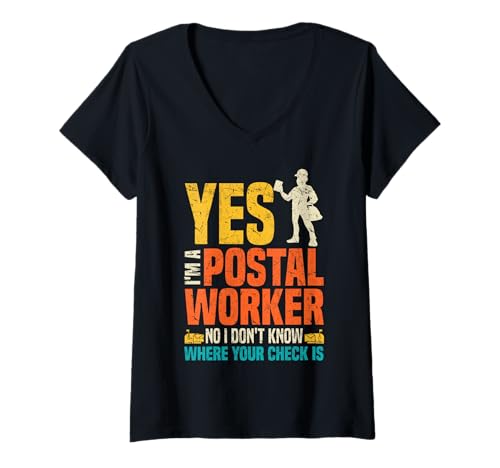 Damen Lustiger Postbote Postbote für Männer T-Shirt mit V-Ausschnitt Damen Lustiger Postbote Postbote für Männer T-Shirt mit V-Ausschnitt von Mailman Designs for Postal Worker Postman