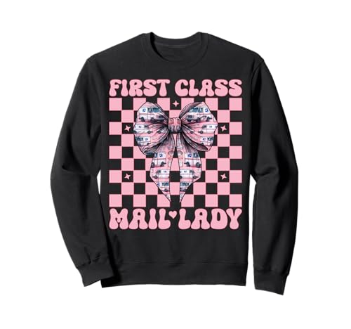 First Class Mail Lady Mail Carrier Postangestellte Mädchen Mama Sweatshirt First Class Mail Lady Mail Carrier Postangestellte Mädchen Mama Sweatshirt von Mailwomen Pink Coquette Bow Mail Carrier Gifts