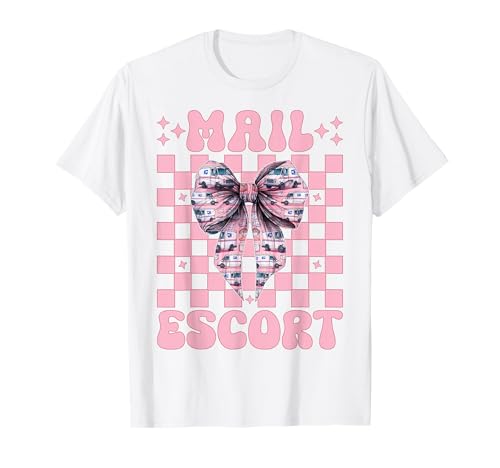 Post Escort Mail Carrier Postangestellte Post Lady Girl Mama T-Shirt Post Escort Mail Carrier Postangestellte Post Lady Girl Mama T-Shirt von Mailwomen Pink Coquette Bow Mail Carrier Gifts