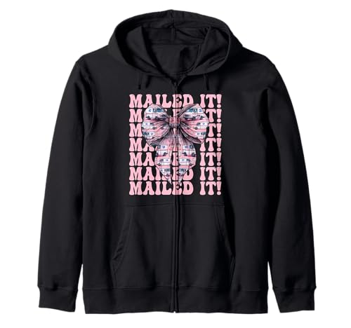 Postangestellter Postangestellter Post Lady Girl Mom Kapuzenjacke Postangestellter Postangestellter Post Lady Girl Mom Kapuzenjacke von Mailwomen Pink Coquette Bow Mail Carrier Gifts