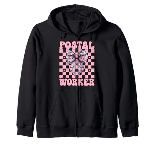 Postangestellter Postträger Post Lady Girl Mom Kokette Schleife Kapuzenjacke Postangestellter Postträger Post Lady Girl Mom Kokette Schleife Kapuzenjacke von Mailwomen Pink Coquette Bow Mail Carrier Gifts