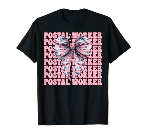 Postangestellter Postträger Post Lady Girl Mom Kokette Schleife T-Shirt von Mailwomen Pink Coquette Bow Mail Carrier Gifts