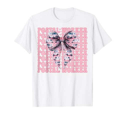 Postangestellter Postträger Post Lady Girl Mom Kokette Schleife T-Shirt Postangestellter Postträger Post Lady Girl Mom Kokette Schleife T-Shirt von Mailwomen Pink Coquette Bow Mail Carrier Gifts