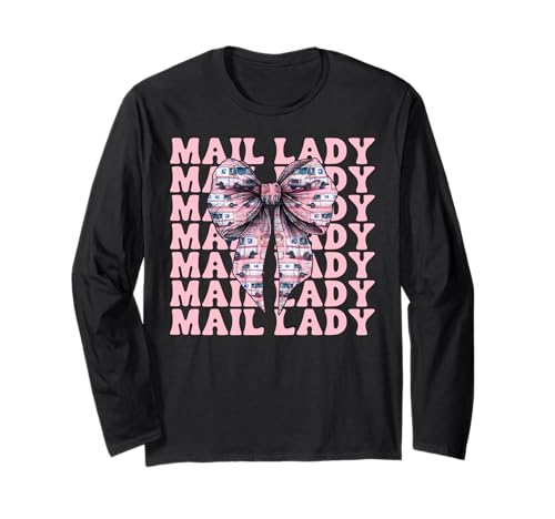Postsendung Postangestellte Mädchen Mama Kokette Schleife Langarmshirt von Mailwomen Pink Coquette Bow Mail Carrier Gifts