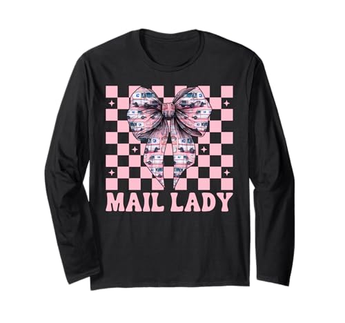 Postsendung Postangestellte Mädchen Mama Kokette Schleife Langarmshirt Postsendung Postangestellte Mädchen Mama Kokette Schleife Langarmshirt von Mailwomen Pink Coquette Bow Mail Carrier Gifts
