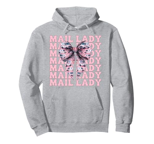 Postsendung Postangestellte Mädchen Mama Kokette Schleife Pullover Hoodie Postsendung Postangestellte Mädchen Mama Kokette Schleife Pullover Hoodie von Mailwomen Pink Coquette Bow Mail Carrier Gifts