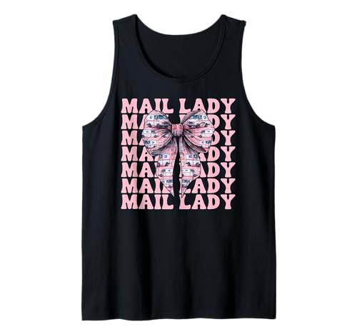 Postsendung Postangestellte Mädchen Mama Kokette Schleife Tank Top Postsendung Postangestellte Mädchen Mama Kokette Schleife Tank Top von Mailwomen Pink Coquette Bow Mail Carrier Gifts
