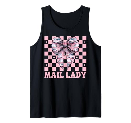 Postsendung Postangestellte Mädchen Mama Kokette Schleife Tank Top Postsendung Postangestellte Mädchen Mama Kokette Schleife Tank Top von Mailwomen Pink Coquette Bow Mail Carrier Gifts