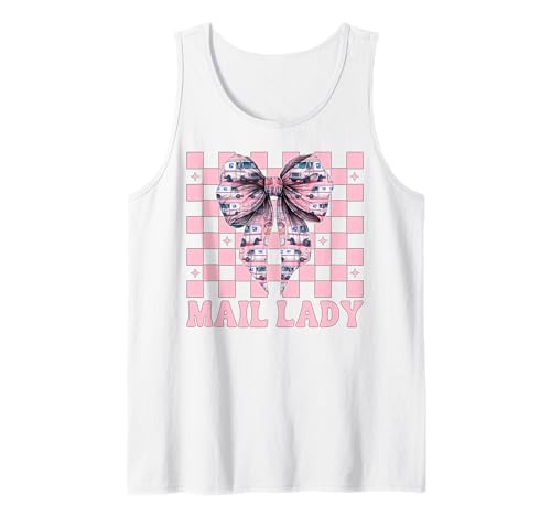 Postsendung Postangestellte Mädchen Mama Kokette Schleife Tank Top Postsendung Postangestellte Mädchen Mama Kokette Schleife Tank Top von Mailwomen Pink Coquette Bow Mail Carrier Gifts