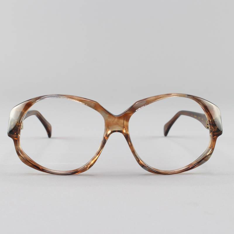 80Er Vintage Oversized Runde Brille Klare Braune Brillenfassung - Odile Hickory von MainAndGrand