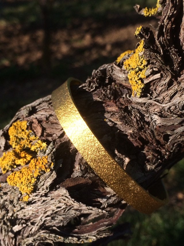 Armreif "sternenstaub", 999Er Gold Geschmiedet Armspange Schimmernd Massiv Bracelet Glittering von MainSilberWerk