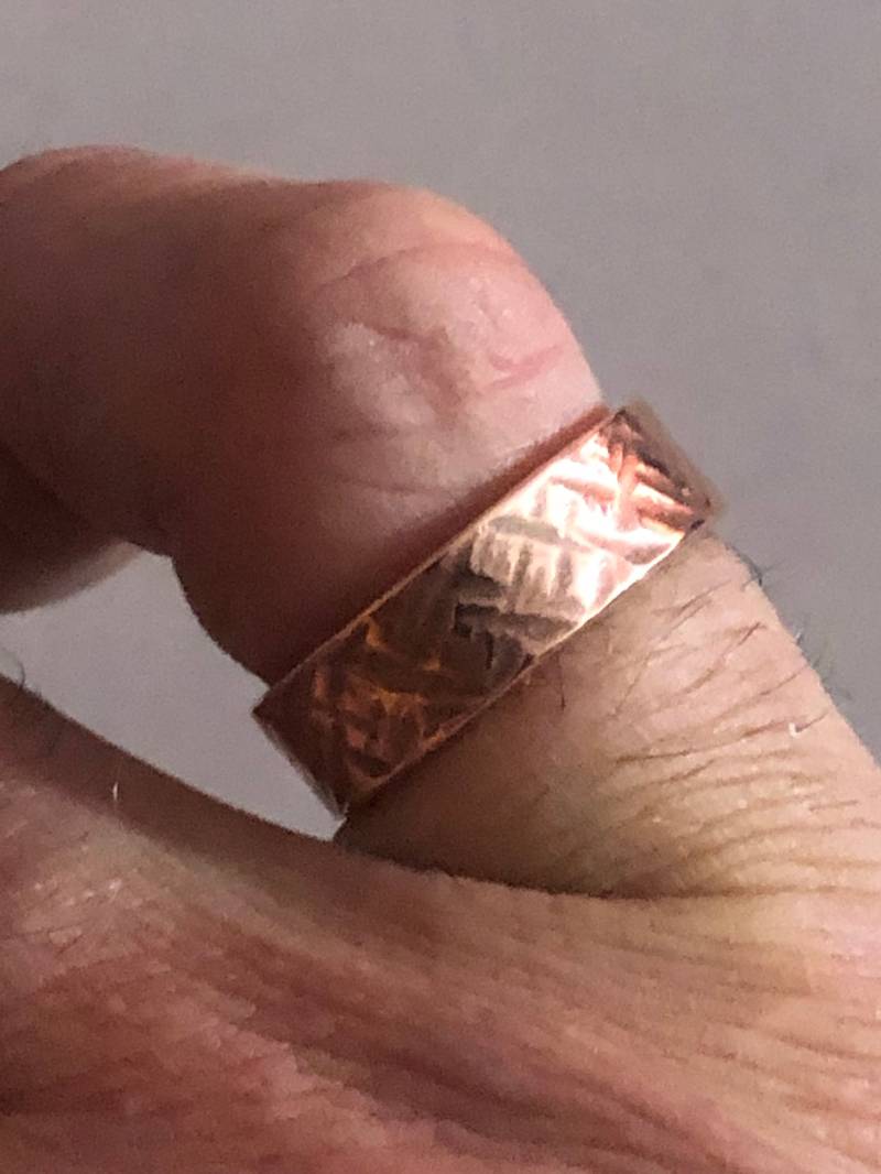 Kupferring "Kreuzschlag" Geschmiedet/Copper Ring Cross-Pattern Forged von MainSilberWerk
