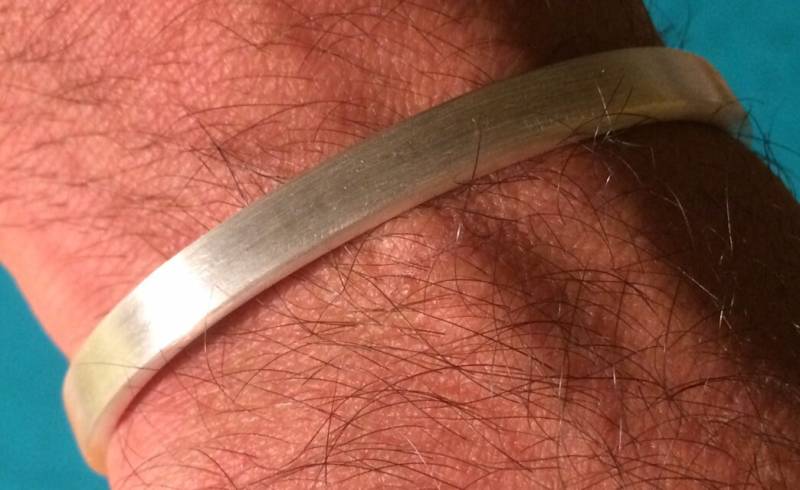 Silberarmreif "Seidenmatt", Armspange, Manschette, Schmal, Massiv von MainSilberWerk