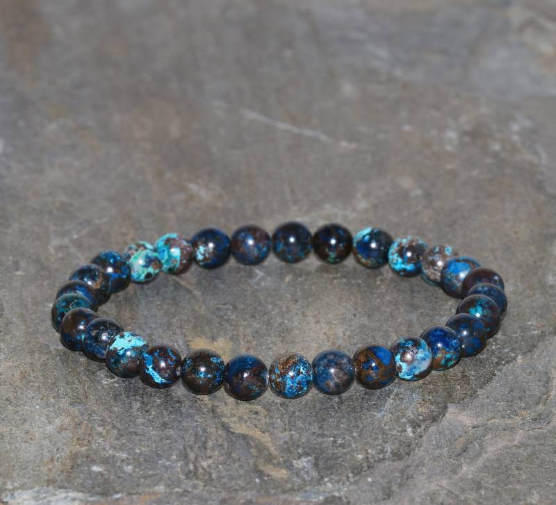 Chrysocolla Armband 6mm Grade Aa Blau Grün Unisex & Braun Zierliche Perlen Geschenk von MainaShiki