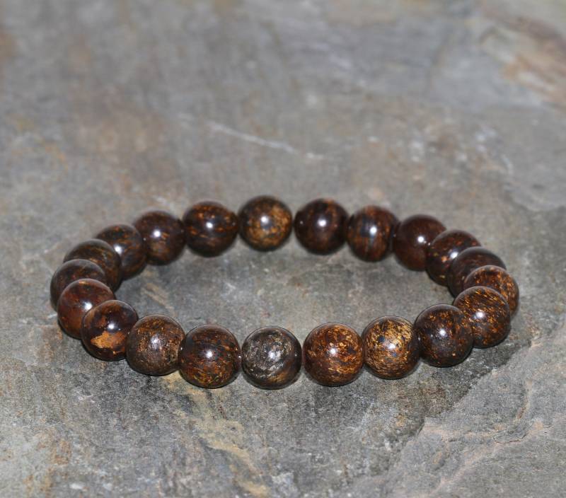 Chunky Bronzit Armband 8 Mm Perlen Edelstein Yoga Handgelenk Mala Chakra Schmuck Stapeln Geschenkarmband von MainaShiki