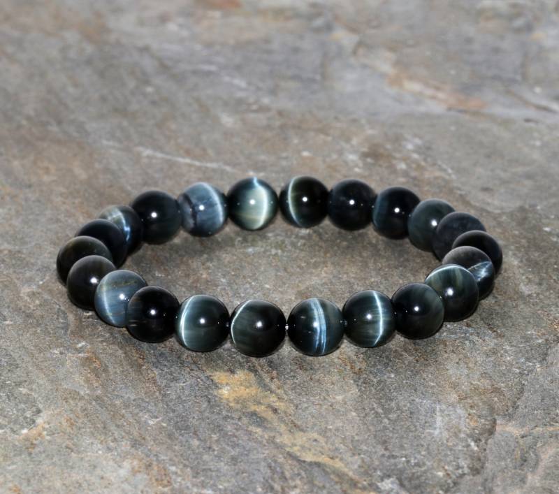 Falkenauge Armband Handmade Schmuck Stapeln 8 Mm Grad Aa Blau Grau Edelstein Geschenk von MainaShiki