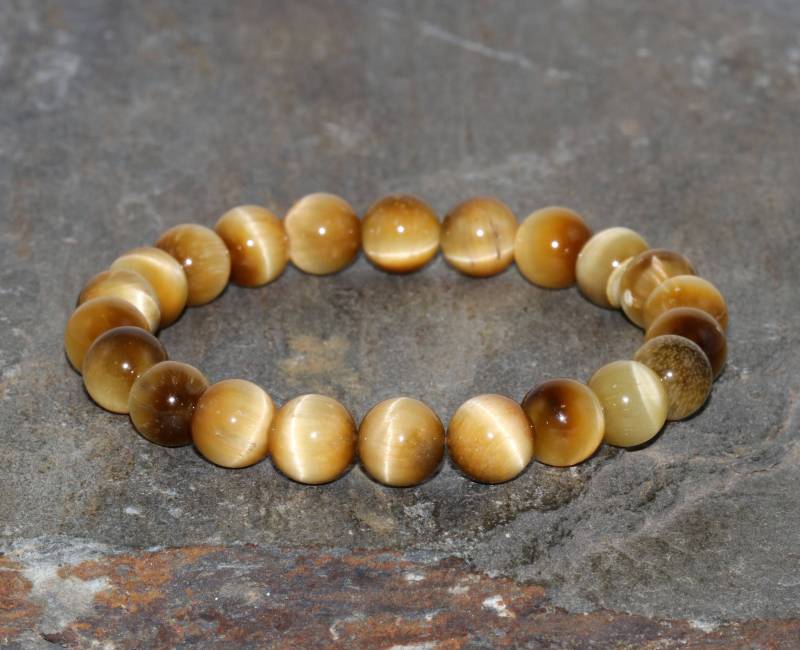 Gelb Tigerauge Armband, 8 Mm Perlen Goldene Honig Armband Edelstein Schmuck von MainaShiki