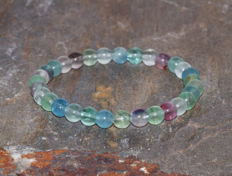 Glänzende Fluorit Armband 6mm Runde Edelstein Perlen Natürliche Grün Blau Unisex Geschenk Stacking Armbänder von MainaShiki