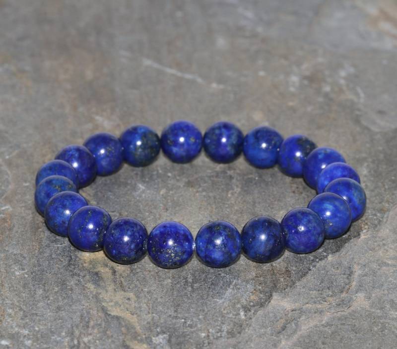 Lapislazuli-Armband, 8, 5 Mm, Handgefertigt, Grade Aaa, Lapislazuli-Edelstein-Armband, Blauer Lapislazuli Mit Pyrit-Einschlüssen von MainaShiki