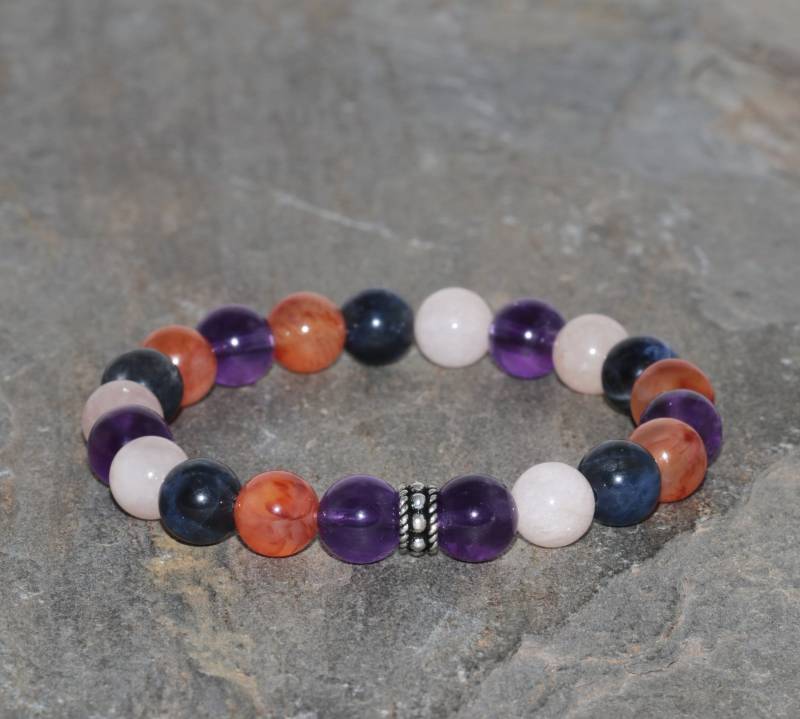 Morganit, Sodalith, Amethyst Und Karneol Armband 8mm Handgemachte Perlenarmband Natürlichen Edelsteinarmband Perlen Grade Aaa Unisex von MainaShiki