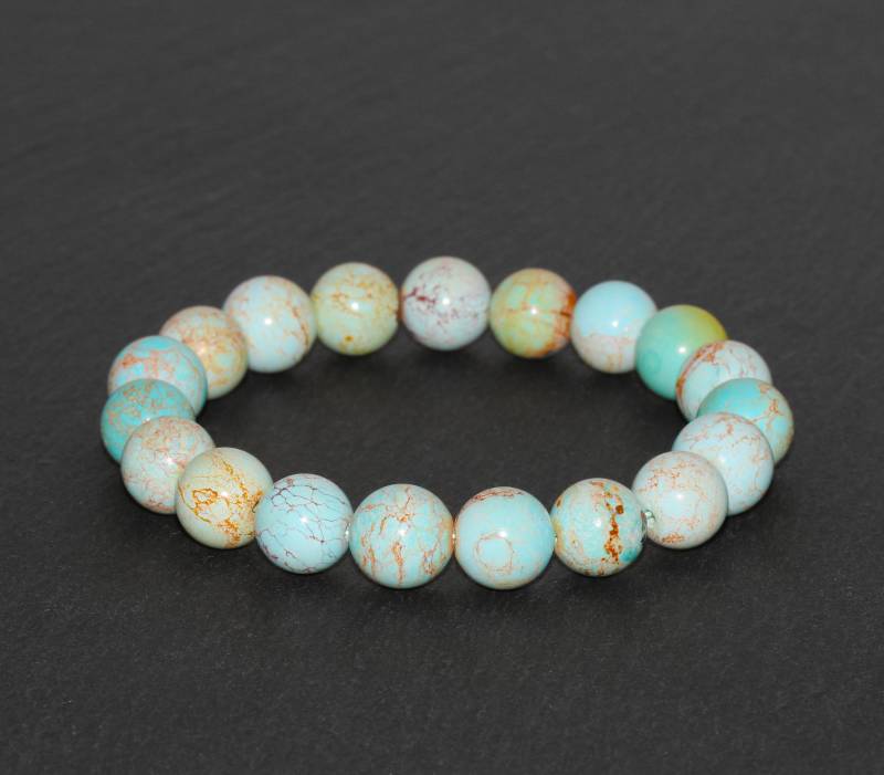 Pure Hubei Türkis Armband 9 Mm-9.5 Mm Natürliche Edelstein Echte Blau Grün Pastell Runden Perlen von MainaShiki