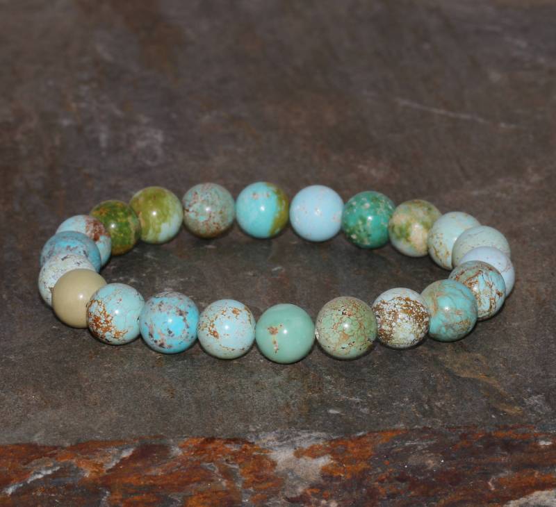 Seltene Hubei Türkis Armband Echte 8 Mm Natürliche Runde Edelstein Schöne Perlen von MainaShiki
